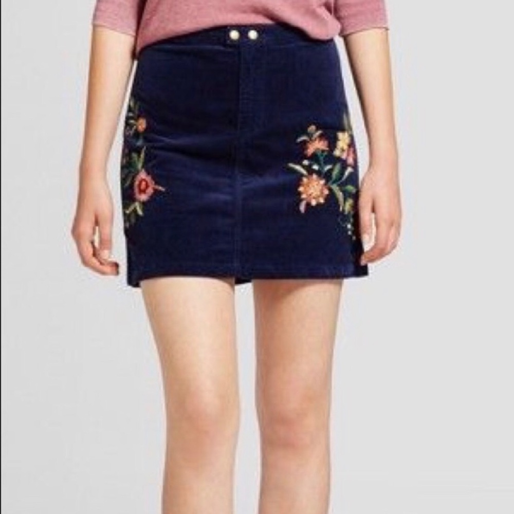 Mossimo supply corduroy blue flower knitted skirt